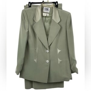 Sioni two piece green skirt suite / vintage? Size 14 GUC